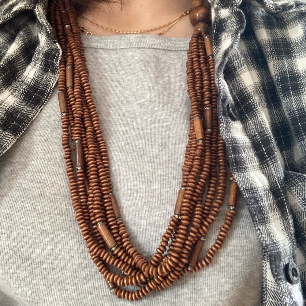 Vintage Wood Beaded Ethnic necklace